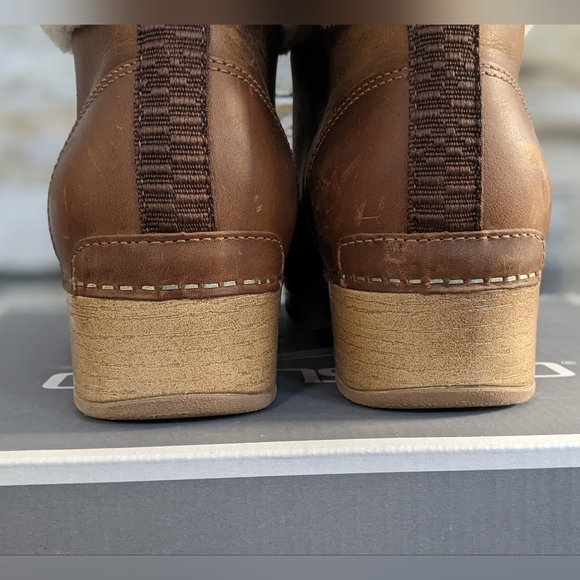 ⚡SOLD⚡Dansko Bailee Oiled Pull Up Brown Leather Lace Up Clog Boot w Shearling - Picture 8 of 11
